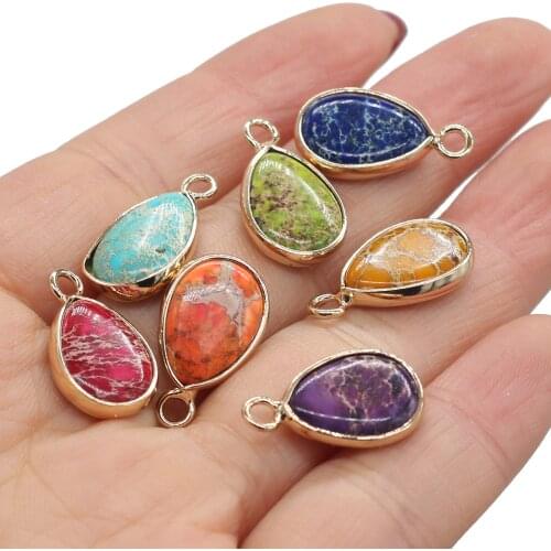 1pcs Natural Stone Water Drop Shape Emperor Stone Charm Pendant for Jewelry Making DIY Necklace Earring Women Gift Size 12x20mm