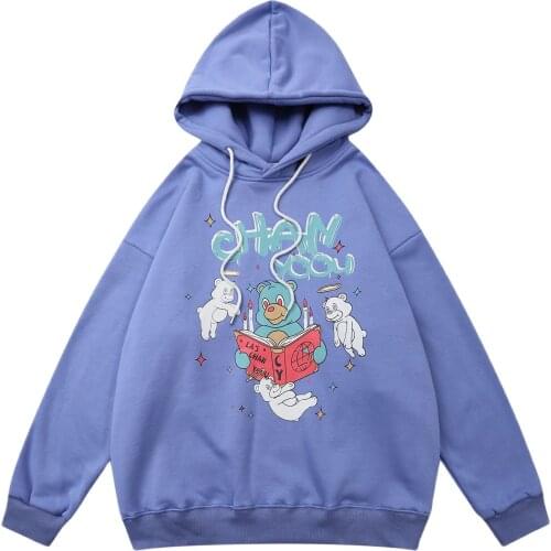 2020FW Bear Print Hip Hop Streetwear Hoodie Winter Hooded Pullover Tops Men Cotton Loose Harajuku Hoodie Swatshirt Mens Fleece