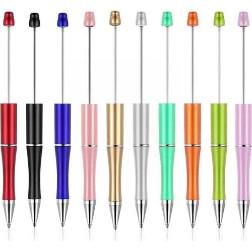 2021 Beadable Pen DIY Gift With Shaft Black Ink Plastic Ball Pen Bead Beadable Kids Personalized Pen Ball-point Ballpoint P O3A5