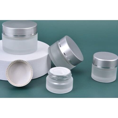 5-30ml Silver LidFrosted Glass Face Cream Lotion Jar Refillable Container Bottle Containers Monomer Bottle