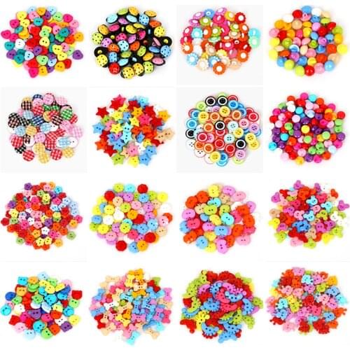50PCS Mix Color Lots Colors Diy Scrapbooking Cartoon Buttons Plastic Kids Garment Dolls Sewing Accessories