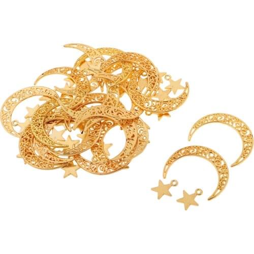 50Piece Moon Star Jewelry Making Charms DIY Pendant Jewelry Making Accessory