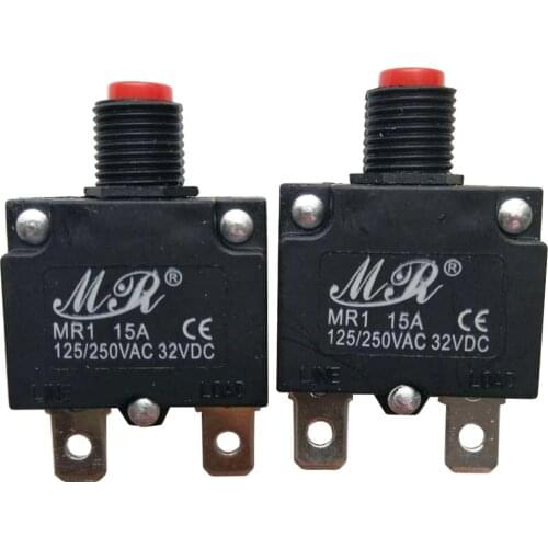 6Pcs MR1 125/250VAC 32VDC 15A Circuit Breaker Overcurrent Overload Protector Switch for Small Motor