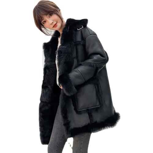 AIFEIGEONLINE Women's Long Sheepskin Coats