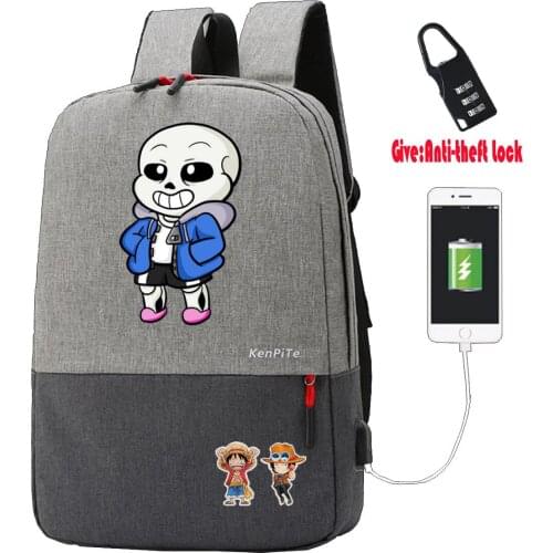 Anime game Frisk Toriel Anti-theft USB Charging Backpack Men Women Laptop Shoulder Bag Work Casual Travel Bags student bookbag