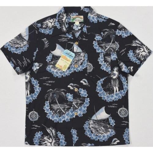 BOB DONG Hula Girls Cotton Hawaiian Surf Shirts Summer Men Floral Short Sleeves