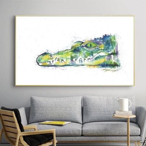 Large Water Color Crocodile Animals Canvas Paintings Wall Art Posters Decorative Posters Best Gifts Living Room Home Decor