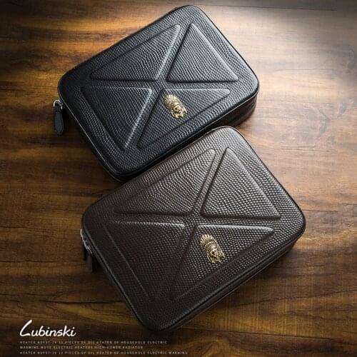 LUBINSKI Genuine Lizard Leather Tobacco Cigar Cigarette Case Bag Holder Pocket Pipe 4 Pipes Case Multifunctional Set For Cohiba