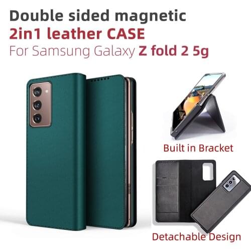 Wallte case for Galaxy Z fold 2 5G Double-Sided Magnetic Detachable Phone Case Luxury Business Design
