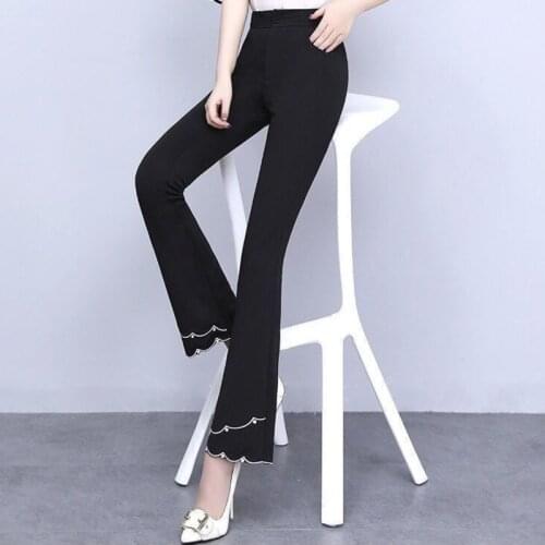 Black Flare Pants Slim Women Clothing Korean Fashion Plus Size High Waist Trousers Casual Office Formal Pantalon Femme 2021 New
