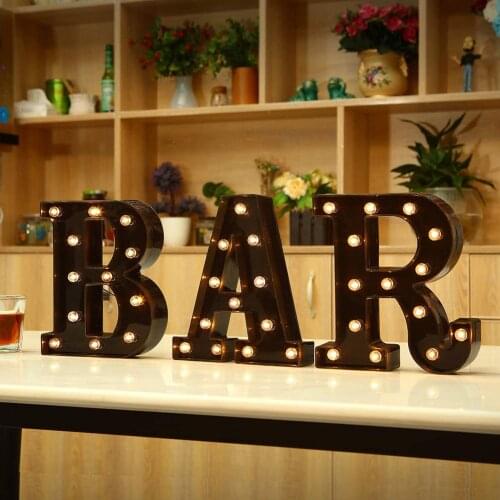 Newly Design Led Letters Lights 26 Alphabet Black Decorative Marquee Lamps for Wedding Party Birthday Home Bar