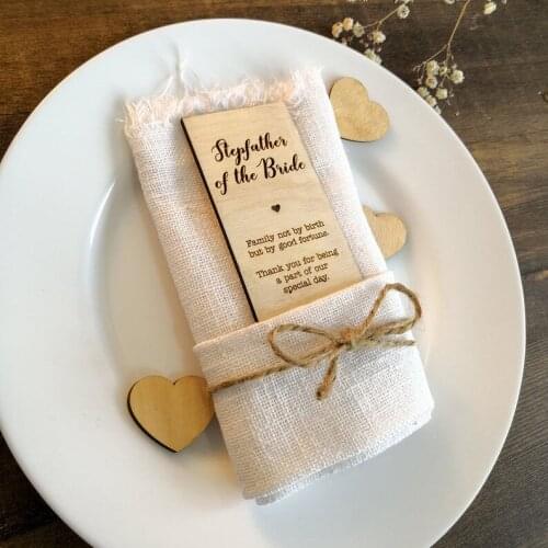 Wooden Anniversary Celebration Party VIP Seat Card And Groomsman Seat Car Country Wedding Bride Stepfather Seat Card