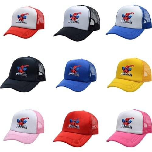 Disney Marvel Spiderman Childrens Hat Cartoon Anime Cap Four Seasons Sponge Net Yarn Outdoor Sun Hat Hip Hop Hat Birthday Gift