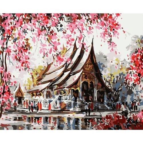 DIY Painting By Numbers Landscape house Drawing On Canvas HandPainted Painting Art Gift DIY Home Decoration