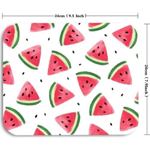 Watermelon Slice Mouse Pad Summer Fruit Watercolor Black Seeds Gaming Mousepad Rubber Large Pad Non-Slip for Computer