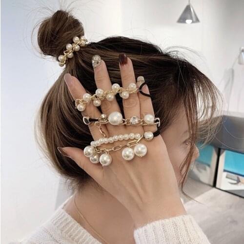 Exquisite Pearl Female Hair Rubber Band Simple Ponytail Tie Rope Korean New Headdress Charm Women Jewelry Girls Hair Accessories