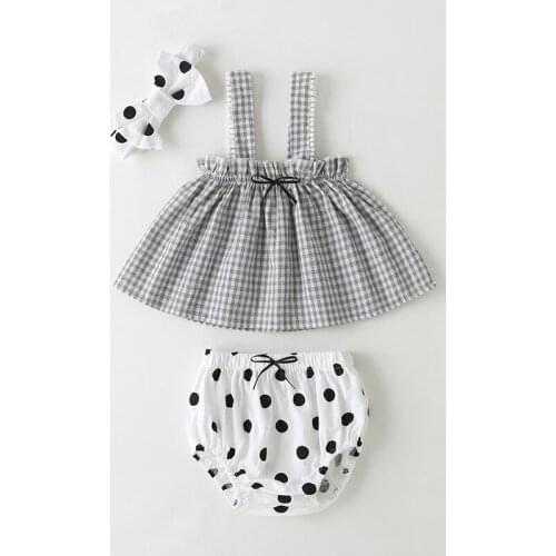 2021 new born baby girl clothes outfit sets headband sling skirt trousers 3 piece set for 1st girl baby clothing birthday sets