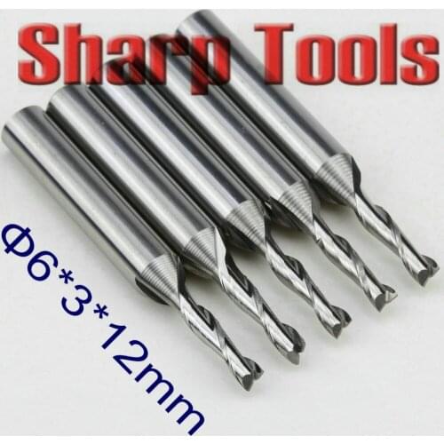 6*3*12MM 2 Flutes Endmill Cutter CNC Router Engraver Tools 10pc/set CNC Tungsten Carbide End Mills Router Bit Woodworking Cutter