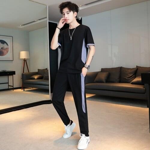 Korean Version Ice Silk Sports Leisure Two Piece MenS Sportswear Summer 2021 New Dad Middle Aged And Elderly Loose Fitting Suit