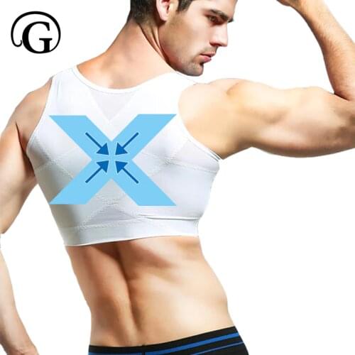 Humback Corrector Men Gynecomastia Back Supportor Slimming Chest Posture Body Shaper Control Tops 8232 White Black Prayger