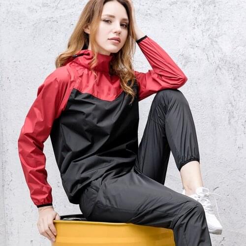 Sauna Suit Women Weight Loss Boxing Gym Sweat Suits Workout Jacket with Hood, Two Piece set Tops and Pants for Fitness