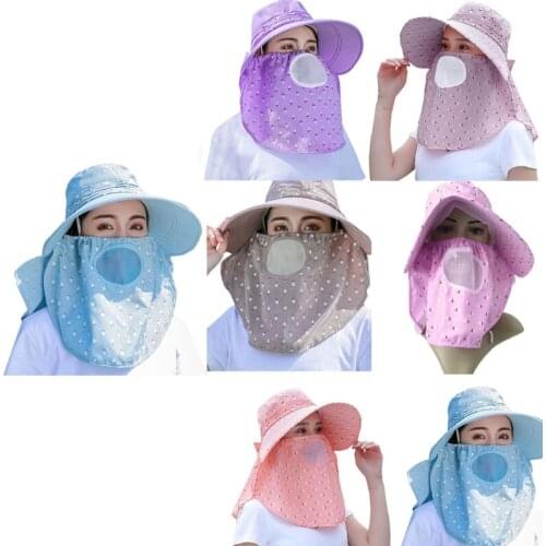 L93F Women Summer Sun Hat Wide Brim UV Protection Visor Removable Outdoor Neck Face Flap