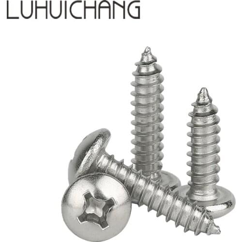 Luhuichang M6 Cross Recessed Button Pan Head Small Screws 304 Stainless Steel Round Head Screw Self-tapping Screw
