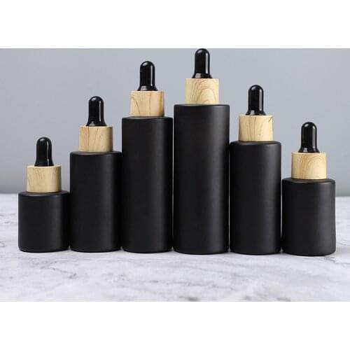 Dropper Bottle Tubes Frosted Black Glass Aromatherapy Refillable Bottle For Essential Massage Oil Pipette Container Accessories