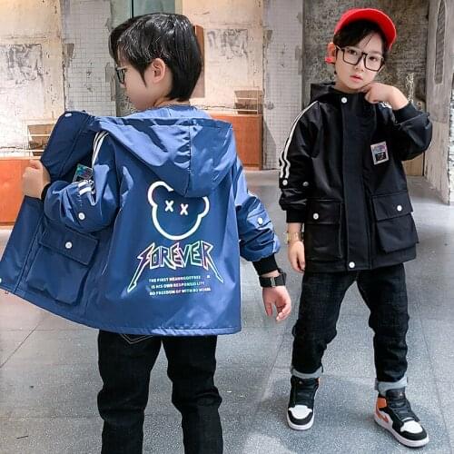 Fashion Children Outwear Boys Coats Autumn Sport Wear Teenage Boys Hooded Jacket Fleece Windbreakers WindProof Jackets