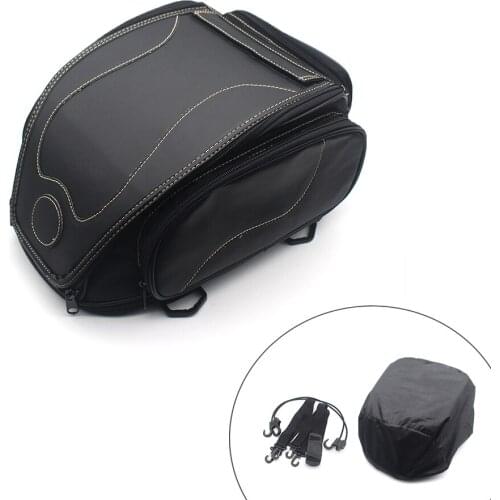 Pokhaomin Motorcycle Waterproof PU Leather Motorbike Bags Retro Rear Seat Tail Pack Helmet Shoulder Bag