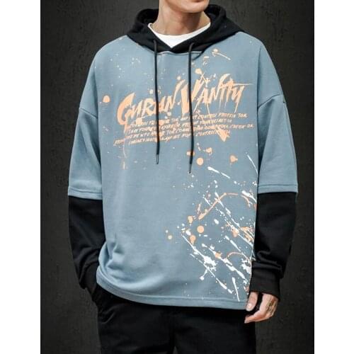 Patchwork Autumn Spring 2020 Hoodies Sweatshirt Mens Hip Hop Punk Pullover Streetwear Casual Fashion Clothes Plus Size 5XL 6XL