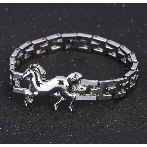 Vintage Silver Plated Color Horse Bracelet Men Bracelets 2020 Hip-Hop Rock Best Friends Jewelry Pulseiras Masculinas