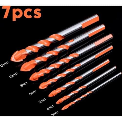 5/7 Pcs Set Drill Bits Triangular-overlord Handle Multifunctional Quality Drill Bits Perforator Ceramic Marble Tile Drill Handle