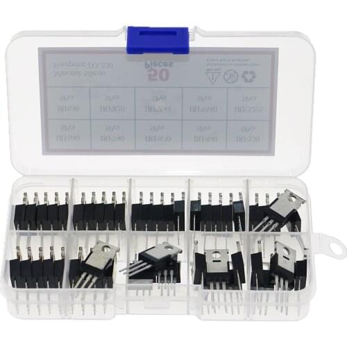 50Pcs/box 10 Values Mosfet Transistor Kit IRF3205 IRF640 IRF740 IRF830 IRF840 IRF530 IRF630 IRF820 IRFZ44 IRF9540 IRF820