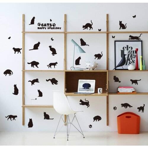 Cats Removable Wall Stickers for Nursery Kids Sweet Bedroom Vinyl Decals Decoration Living Room Art Decor Murals Quotes K336