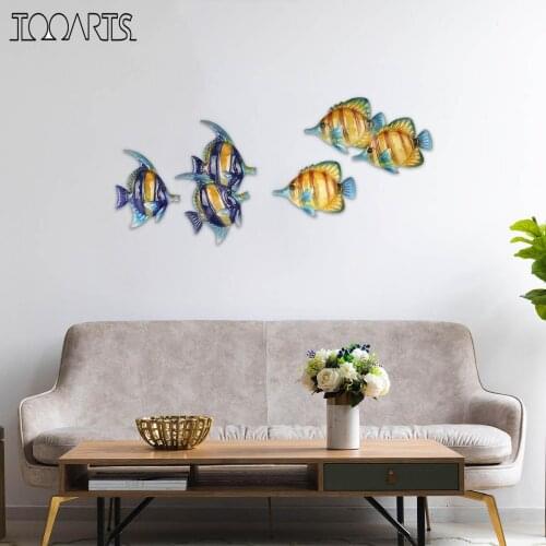 Tropical Fish Wall Hanging Wall Decor Creative Ornament Craft Wall Art Marine Life wall stickers for kids rooms decorative