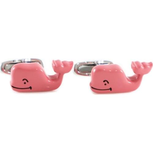 Novelty Whale Cuff Links Sea Animal Pink Sperm Whale Cufflinks Fathers Day Birthday Gift Cuff Links Wedding Cuff Links