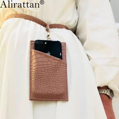 New PU Leather Mobile Card Holder for Women Fashion Python Pattern Leather Pouch Mobile Card Holder Crocodile Mobile Card Bag