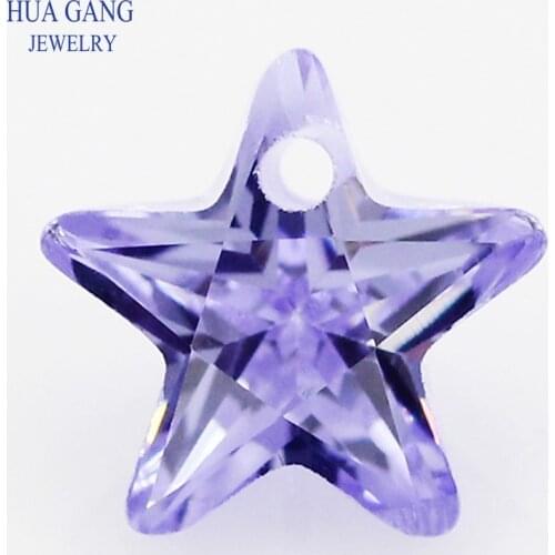 Single Hole AAAAA Star Shape Lavender Cubic Zirconia Stone For Jewerly Making 4x4~10x10mm High Quality CZ Free Shipping