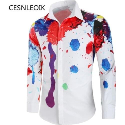 Autumn New Fashion Men Shirt Long Sleeve Dress Shirt Men Plus Size M-XXL Floral Hawaiian Shirt Male Camisa Social Masculina C65