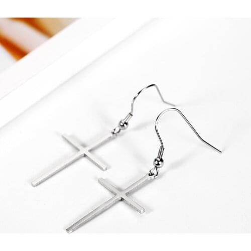 OUFEI Stainless Steel Jewelry Woman Vogue 2019 Cross Earrings For women Charm Jewelry Accessories Drop Earrings Bohemian