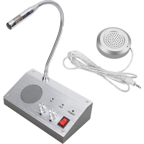 Window Counter Intercom Interphone, Noise-Free Two-way intercom for Bank/Office/Store/Station Window(Silver)