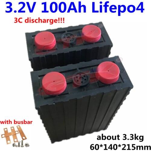 Rechargeable 3.2v 100Ah LiFePO4 Battery 3c discharge for 12V 24V 48V 100Ah 200ah batttery pack diy