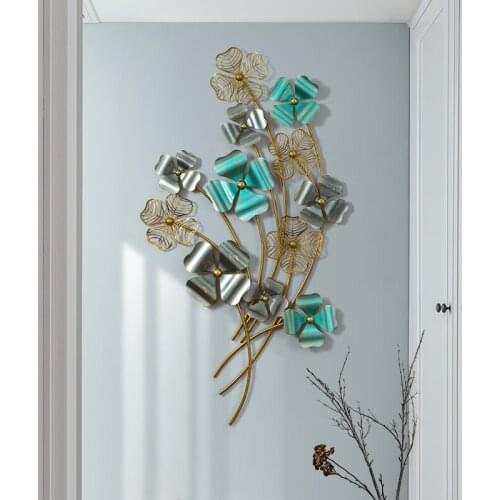 Modern Wrought Iron 3D Wall Hanging Flower Ornaments Home Livingroom Wall Mural Decoration Hotel Store Metal Wall Sticker Crafts