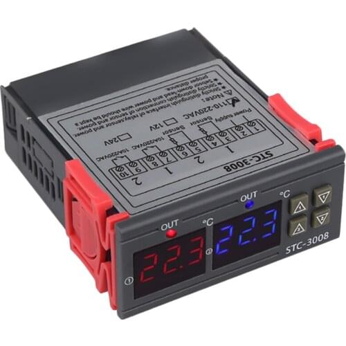 Stc-3008 110-220V Dual Digital Thermostat Temperature Controller For Incubator Thermostat Hygrometer Dehumidifier Humidistat