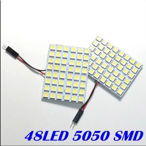 Super Bright car Panel Led Light 48Smd 5050 LED Interior Room led Dome light Door light Car Light Bulb with 2 Defferent Adapter