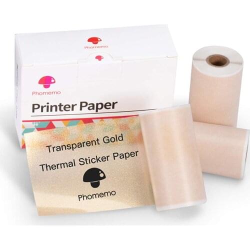 Phomemo White Self-Adhesive Thermal Sticker Label Paper Phomemo M02/M02S/M02Pro Pocket Printer,Black on White,53mm*3.5M,3 Rolls