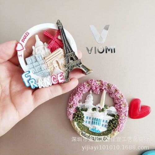 Washington America Paris France Landmark Tourism Fridge Magnet Souvenirs Home Decor Alaska Resin Refrigerator Sticker Gift Ideas