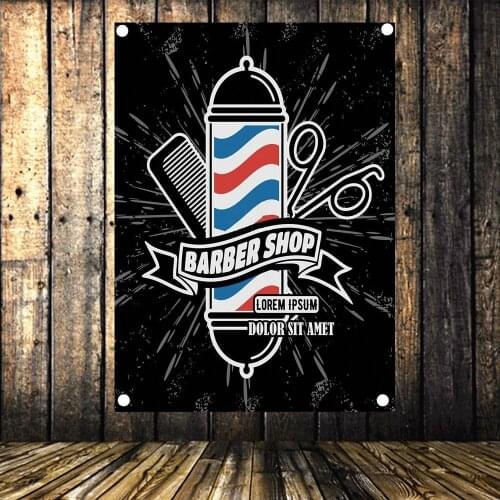 Vintage Canvas Art Barber Shop Decoration air Salon Tattoo Banner Flag Tapestry Wall Stickers Wall Hanging Poster Wall Sticker