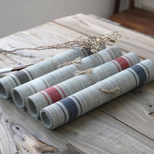 4pcs/Set Japanese Dinner Placemat PVC Bowl Pad Coasters Waterproof Table Cloth Slip-resistant Decorative Potholder 45x30cm